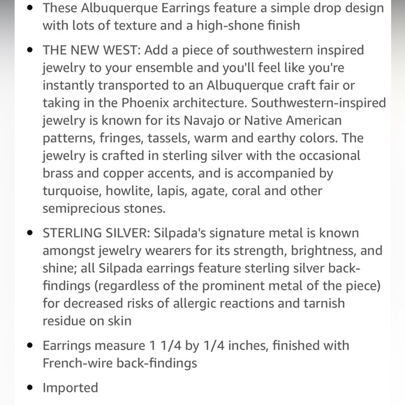 Silpada Albuquerque rectangular drop earrings in textured sterling silver - Picture 5 of 6